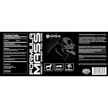 MVP K9 Formula Mass Weight Gainer for Dogs - Helps Promote Healthy Weight Gain, Size and Muscle in Dogs - Great for Skinny, Underweight, Picky Eaters. All Breed Formula, Made in USA (90 Servings)