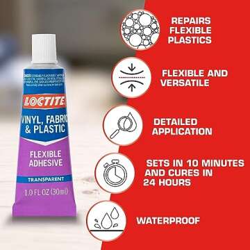 Loctite Vinyl Fabric & Plastic Repair Flexible Adhesive 1 oz, 1 Squeeze Tube