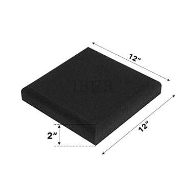 JBER Acoustic Studio Foam, 24 Pack 2" X 12" X 12" Round C-Panel Sound Foam Panels Soundproofing Trea...