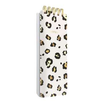 WORLD TRAVELER Eccolo Tall Spiral Memo Pad, 300 Pages, 150 Sheets, Double Spiral Binding, Office Essentials for Work, List Notepad for Students, Class and Shopping, Leopard (3x8.5 inches)