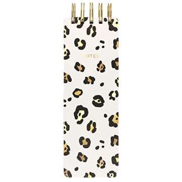 WORLD TRAVELER Eccolo Tall Spiral Memo Pad, 300 Pages, 150 Sheets, Double Spiral Binding, Office Essentials for Work, List Notepad for Students, Class and Shopping, Leopard (3x8.5 inches)