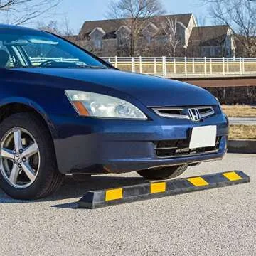 Guardian 6' Rubber Parking Curb with Mounting Holes Hi-Vis Yellow UV-Resistant for Parking Lots