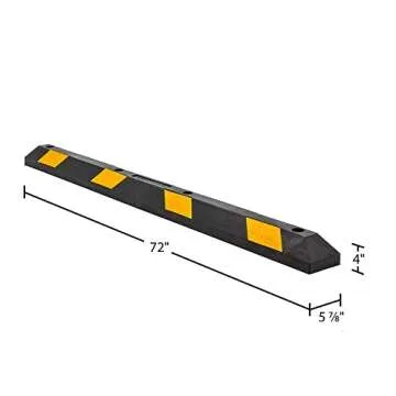 Guardian 6' Rubber Parking Curb with Mounting Holes Hi-Vis Yellow UV-Resistant for Parking Lots