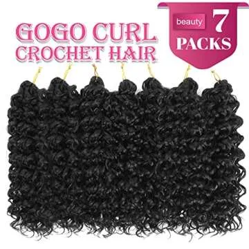 Gogo Curl Crochet Hair 14 Inch 7 Packs Short Curly Crochet Hair for Blcak Women - Beach Curl Crochet...