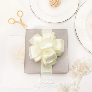 Ivory Satin Wired Ribbon for Crafts & Gift Wrapping