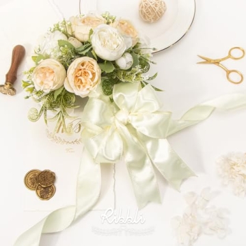 Ivory Satin Wired Ribbon for Crafts & Gift Wrapping