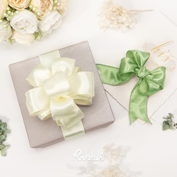 Ivory Satin Wired Ribbon for Crafts & Gift Wrapping