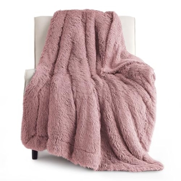 Bedsure Fluffy Dusty Pink Throw Blanket Gifts for Women, Girls, Soft Fleece Cozy Fuzzy Sherpa Plush ...