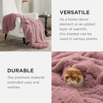 Bedsure Fluffy Dusty Pink Throw Blanket for Women`s Gifts