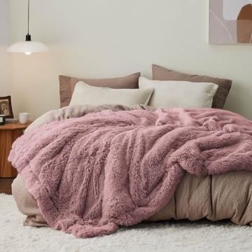 Bedsure Fluffy Dusty Pink Throw Blanket for Women`s Gifts