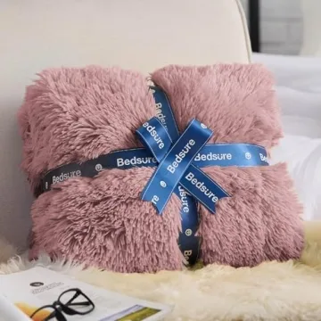 Bedsure Fluffy Dusty Pink Throw Blanket for Women`s Gifts