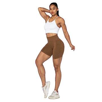 Sunzel Butt Scrunch Seamless Shorts Womens 5 Inch Workout Shorts High Waist Stretch Booty Short for Gym Yoga Running Biking Dark Brown