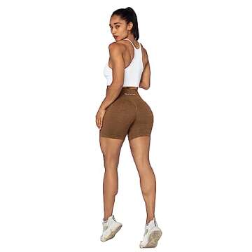 Sunzel Butt Scrunch Seamless Shorts Womens 5 Inch Workout Shorts High Waist Stretch Booty Short for Gym Yoga Running Biking Dark Brown