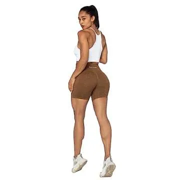 Sunzel Butt Scrunch Seamless Shorts Womens 5 Inch Workout Shorts High Waist Stretch Booty Short for Gym Yoga Running Biking Dark Brown