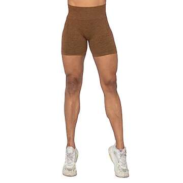 Sunzel Butt Scrunch Seamless Shorts Womens 5 Inch Workout Shorts High Waist Stretch Booty Short for Gym Yoga Running Biking Dark Brown