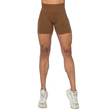 Sunzel Butt Scrunch Seamless Shorts Womens 5 Inch Workout Shorts High Waist Stretch Booty Short for Gym Yoga Running Biking Dark Brown