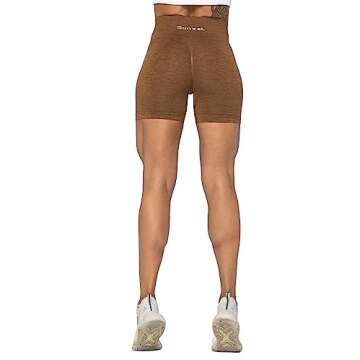 Sunzel Butt Scrunch Seamless Shorts Womens 5 Inch Workout Shorts High Waist Stretch Booty Short for Gym Yoga Running Biking Dark Brown