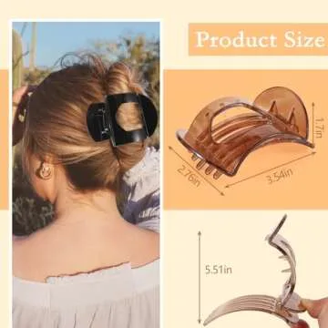 Molizummy 6 Pack Hair Clips for Women Square Hair Claw Clip for Thin Thick Curly Hair, Strong Hold P...