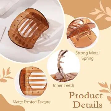 Molizummy 6 Pack Hair Clips for Women Square Hair Claw Clip for Thin Thick Curly Hair, Strong Hold Plastic Nonslip Claw Clip Neutral Colors Gifts