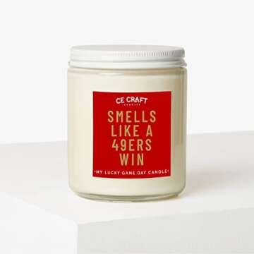 CE Craft - Smells Like A 49ers Win Candle - Football Themed Candle, Gift for Dad, Gift for Son, Nine...