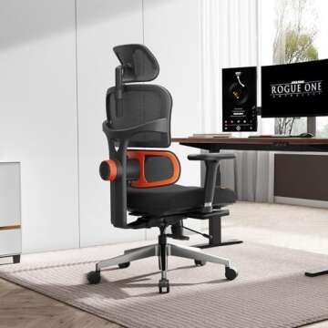Newtral Ergonomic Office Chair with Footrest - High Back Desk Unique Adjustable Lumbar Support, Seat...