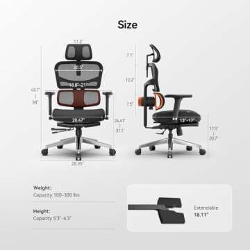 Newtral Ergonomic Office Chair - Adjustable Lumbar Support & Footrest