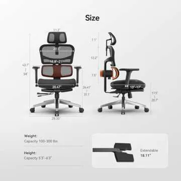 Newtral Ergonomic Office Chair - Adjustable Lumbar Support & Footrest
