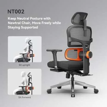 Newtral Ergonomic Office Chair - Adjustable Lumbar Support & Footrest