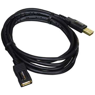 Amazon Basics USB-A 2.0 Extension Cable, 6.5ft, Ideal for Printers, Mice & Keyboards