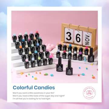 beetles Pastel Gel Polish Set 39Pcs Pink Red Gel Nail Polish with Base Top Coat Soak off Uv LED Lamp Colorful Candies Manicure Kit DIY Home Gifts for Women Girls