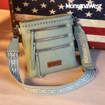 Montana West Crossbody Bags for Women Multi Pocket Cross Body Bag Purses with Guitar Strap Green MWC...