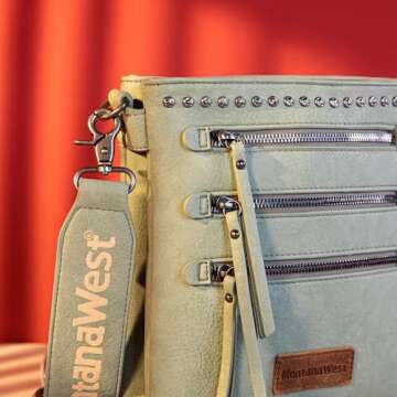 Montana West Crossbody Bags for Women Multi Pocket Cross Body Bag Purses with Guitar Strap Green MWC-184GN
