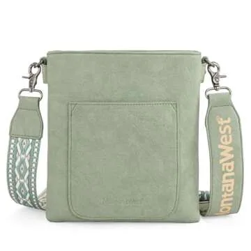 Montana West Crossbody Bags for Women Multi Pocket Cross Body Bag Purses with Guitar Strap Green MWC-184GN