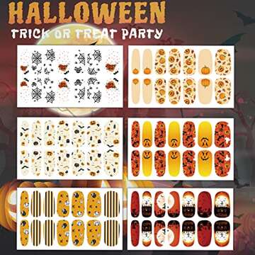 TailaiMei 12 Sheets Halloween Nail Wraps Stickers - Full Wraps for DIY Nail Art