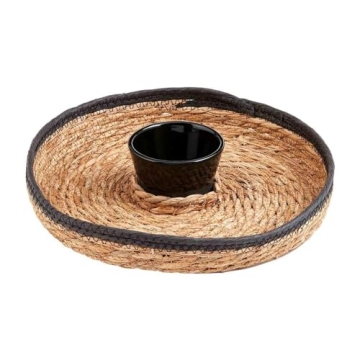 Mud Pie Black Woven Chip & Dip Set – Perfect for Entertaining