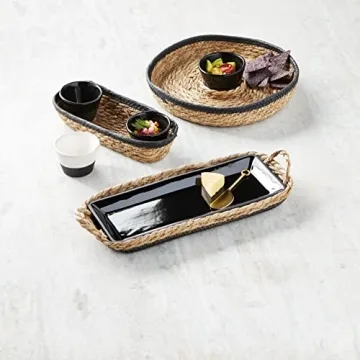 Mud Pie Black Woven Chip & Dip Set – Eco-Friendly Serving