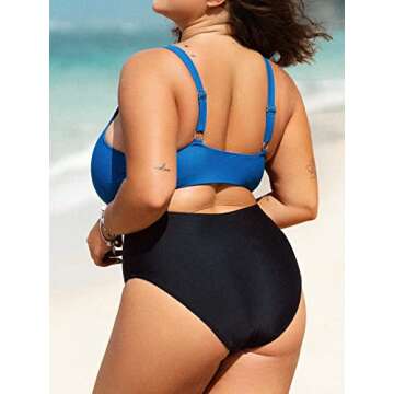 CUPSHE Women's Twist Front Plus Size One Piece Swimsuit, Adjustable Straps, Cut Out Bathing Suit