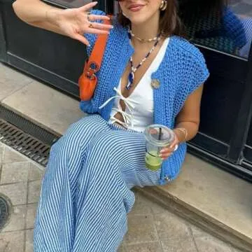 Cute Cropped Button-Down Sweater Vest for Women