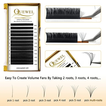 QUEWEL Volume Eyelash Extensions - Easy Fan 0.03-0.12mm