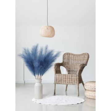 ZIFTY 7-Pcs 38"/3.1FT Blue Pampas Grass Large Tall Fluffy Artificial Fake Flower Boho Decor Bulrush Reed Grass for Bedroom Decor Vase Filler Farmhouse Home Wedding (Blue)