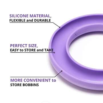 Purple Round Bobbin Holder Organizer Bubbin Organizer Bobbin Keeper for Metal or Plastic Sewing Machine Rings Holder Silicone Sewing Tools Handicraft Ring Keeper