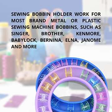 Purple Round Bobbin Holder Organizer Bubbin Organizer Bobbin Keeper for Metal or Plastic Sewing Machine Rings Holder Silicone Sewing Tools Handicraft Ring Keeper
