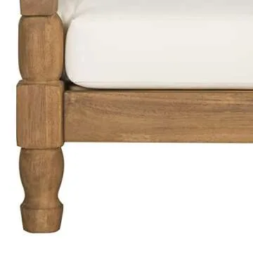 SAFAVIEH Outdoor Collection Pomona Natural Solid Wood/Beige Lounger Bench Sofa Loveseat (PAT6740A)