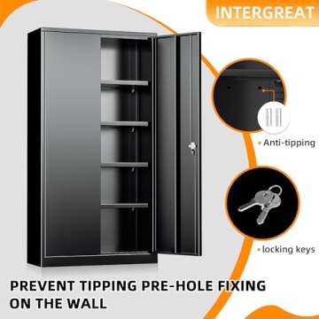 Intergreat 72" Locking Steel Storage Cabinet Durable Secure