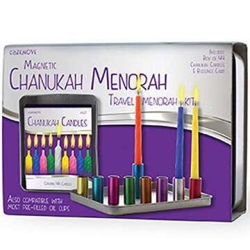 Magnetic Hanukkah Travel Menorah with Colored Candles for Chanukah