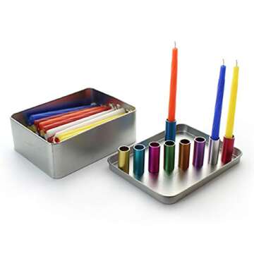 Magnetic Hanukkah Travel Menorah with Colored Candles for Chanukah