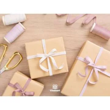 Vitalizart Velvet Ribbon Pink White Set 3/8" x 15 Yd Wooden Spool Fabric Trim 3 Rolls * 5 Yd for Christmas Wreath Decoration Handmade Craft Ornaments Gift Wrapping & Bow Making