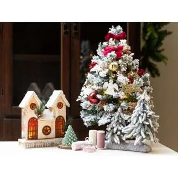 Vitalizart Velvet Ribbon Pink White Set 3/8" x 15 Yd Wooden Spool Fabric Trim 3 Rolls * 5 Yd for Christmas Wreath Decoration Handmade Craft Ornaments Gift Wrapping & Bow Making