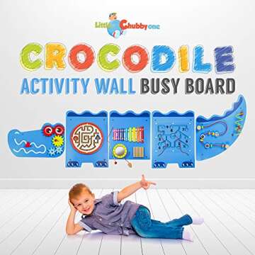 LITTLE CHUBBY ONE Crocodile Activity Wall Busy Board Panels - Fun and Educational Toy for Kids - Eas...
