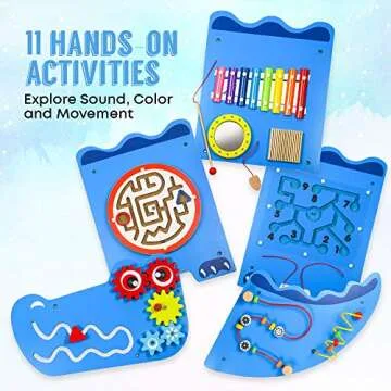 LITTLE CHUBBY ONE Crocodile Activity Wall Busy Board Panels - Fun and Educational Toy for Kids - Easy to Install Wall Mounted Interactive Board Games and Mazes for Kids Encourages Development